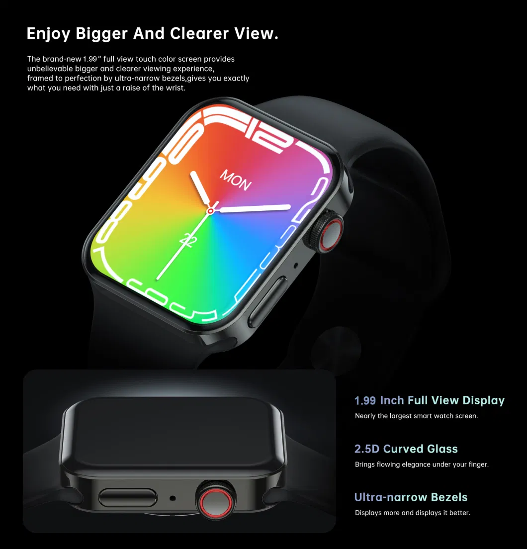 Smart Watch Waterproof Sport Outdoor 1.99" Silicone Strap Full Screen Touch