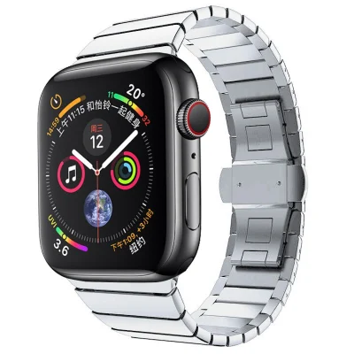 Bracelet à boucle papillon solide en acier inoxydable adapté à Apple Watch