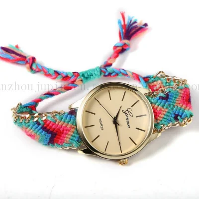 Bracelet de montre en toile tricoté de mode OEM pour dames avec bord en métal