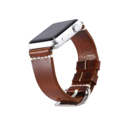Bracelet de montre de conception personnalisée Bracelet de montre en cuir marron Bracelet de montre Apple