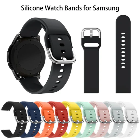 Bracelet de montre en silicone de remplacement, prix d'usine, pour Samsung 20 mm 22 mm, bracelet de montre de sport en caoutchouc de silicone pour Galaxy Active/2 pour Apple Watch, vente en gros